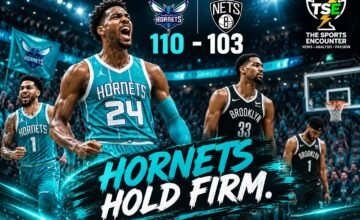 Charlotte Hornets celebrate a 110-103 win over the Brooklyn Nets in the 2026-27 NBA season opener.