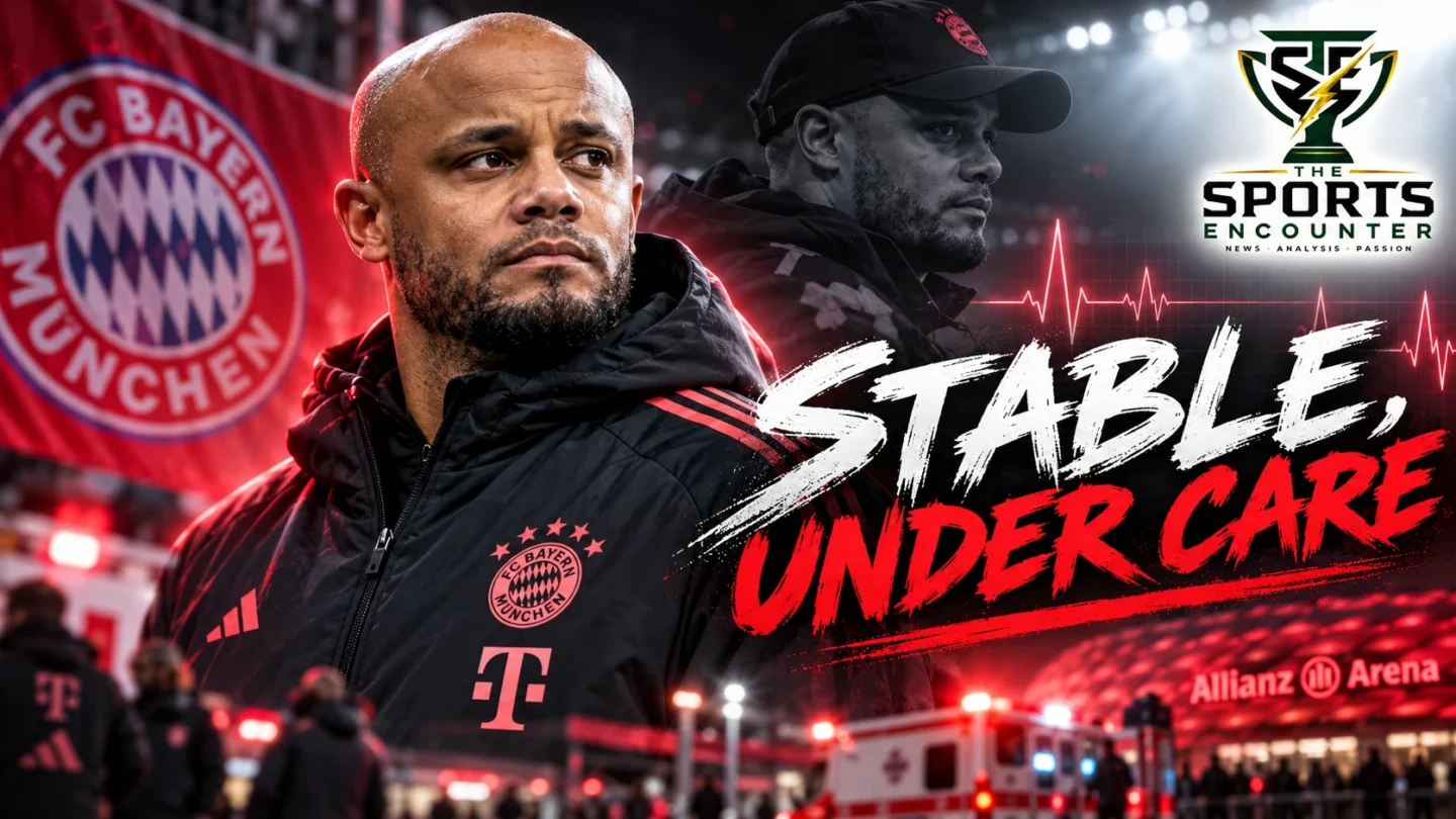 Bayern Munich head coach Vincent Kompany pictured on the touchline during the 2026-27 season, before his hospitalization on October 23, 2026.
