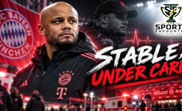 Bayern Munich head coach Vincent Kompany pictured on the touchline during the 2026-27 season, before his hospitalization on October 23, 2026.