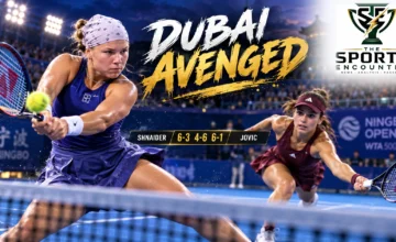 Diana Shnaider and Iva Jovic competing during their three-set quarterfinal at the 2026 Ningbo Open in China.
