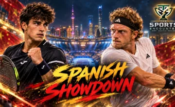 Rafael Jodar and Alejandro Davidovich Fokina celebrate reaching the 2026 Shanghai Masters final after defeating Daniil Medvedev and Alexander Zverev.