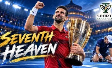 Novak Djokovic celebrates his seventh China Open title in Beijing after Alex de Minaur retires from the 2026 final with Djokovic leading 7-6(3), 0-1.