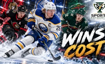 Rasmus Dahlin of the Buffalo Sabres, Tim Stützle of the Ottawa Senators and Matt Boldy of the Minnesota Wild in an October 12, 2026 NHL results graphic.