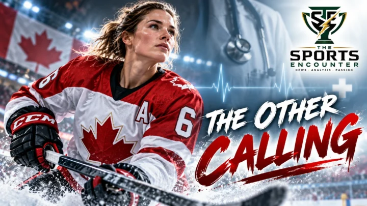 Claire Thompson playing defense for Canada before retiring from professional hockey at 28 to pursue orthopedic surgery
