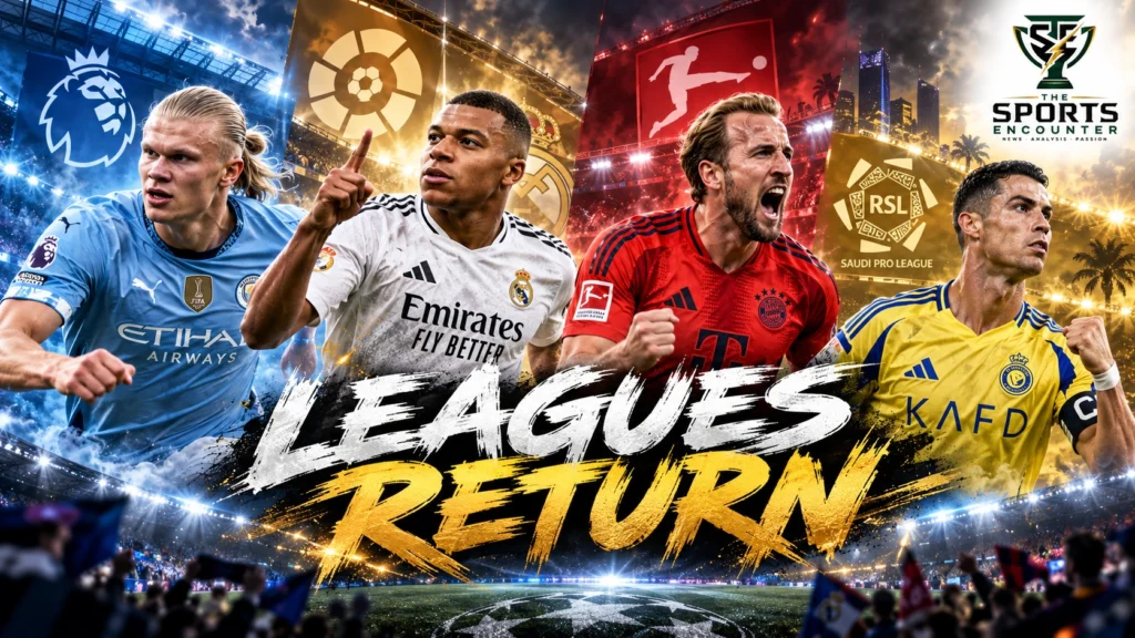 Liverpool and Manchester City players feature alongside Real Madrid, Barcelona, Bayern Munich, Al Hilal and Al Ahly in a cinematic preview of the October 9–11, 2026 soccer weekend.