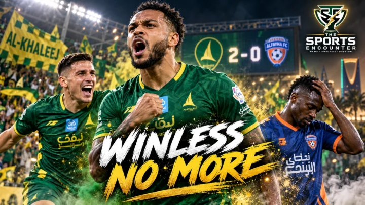 Joshua King and Mateo Benegas of Al-Khaleej celebrate their 2-0 Saudi Pro League victory over Al-Fayha on October 15, 2026.