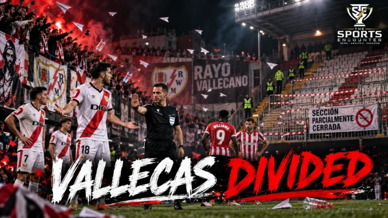 Rayo Vallecano supporters launching paper airplanes during protests at Estadio de Vallecas as the Athletic Club match is abandoned and the club receives a partial stadium ban.