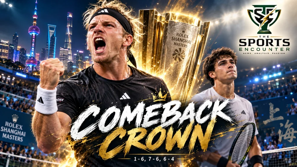 Alejandro Davidovich Fokina celebrates winning the 2026 Shanghai Masters after defeating Rafael Jodar in three sets, securing Spain's first singles title at the tournament.
