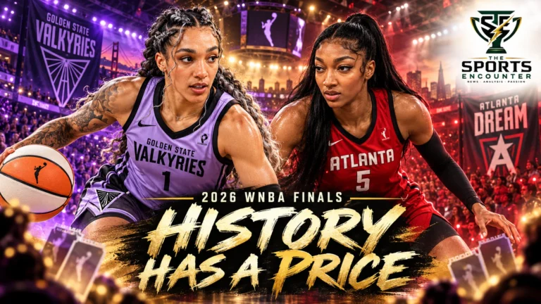 Gabby Williams of the Golden State Valkyries and Angel Reese of the Atlanta Dream in a 2026 WNBA Finals preview graphic