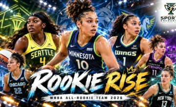 Olivia Miles, Azzi Fudd and Flau'jae Johnson featured alongside Sydney Taylor, Kiki Rice and Pauline Astier celebrating selection to the six-player 2026 WNBA All-Rookie Team.