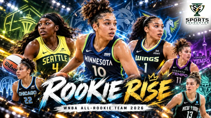 Olivia Miles, Azzi Fudd and Flau'jae Johnson featured alongside Sydney Taylor, Kiki Rice and Pauline Astier celebrating selection to the six-player 2026 WNBA All-Rookie Team.